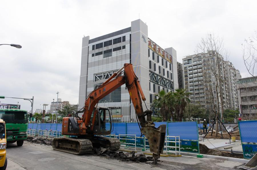 Excavator digging on a work site